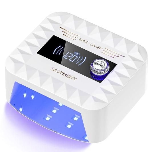268W UV Nail Lamp Cordless, LadyMisty UV Light for Gel Nails with Convenient Knob, Dual Light Source Precise Curing & LCD Display Screen, Portable Wireless Nail Lamp, Fast Curing for Nail Salon & Home