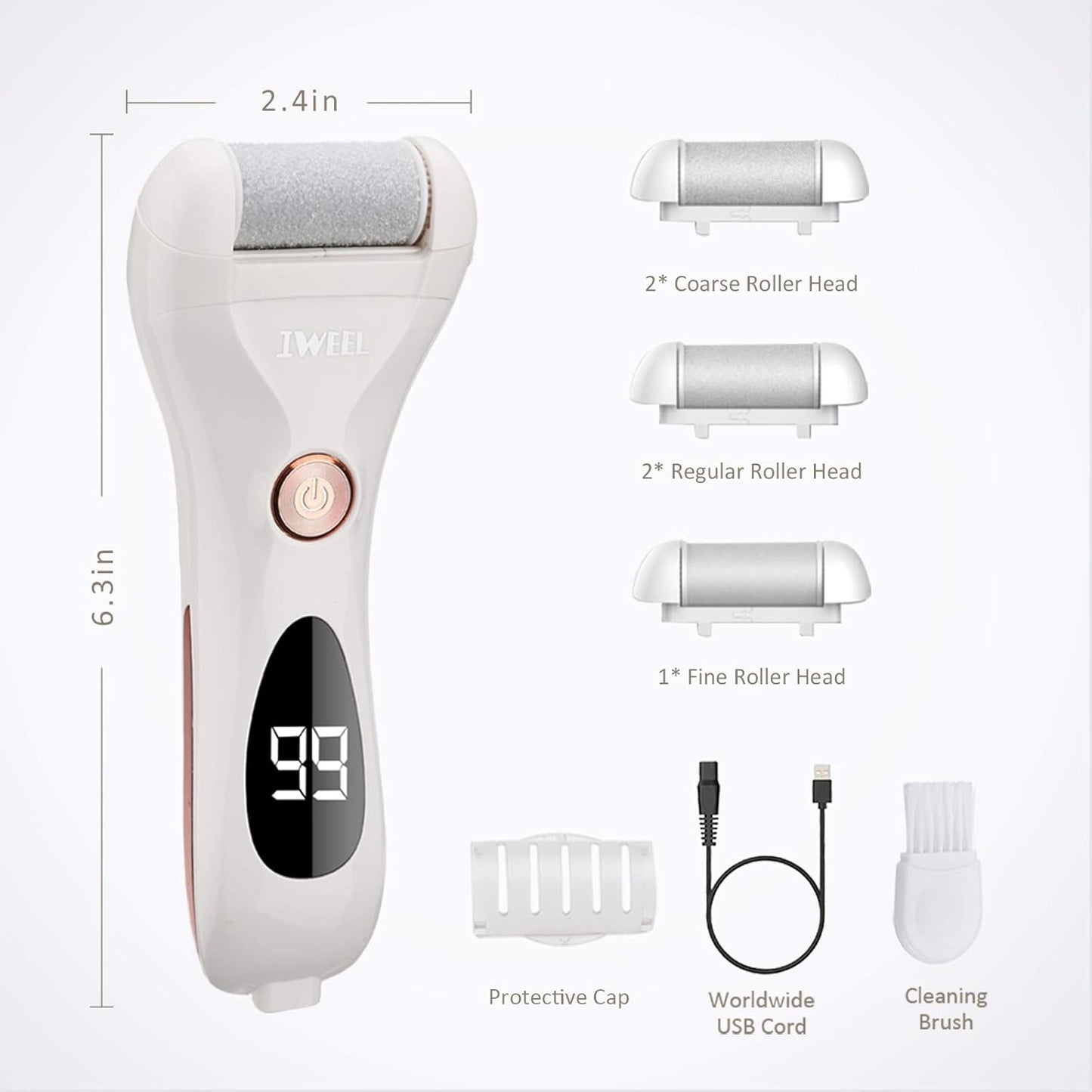 Callus Remover for Feet Shaver Rechargeable Electric Foot File Pedicure Tools for Feet Professional Callous Shaver Waterproof Pedicure kit for Cracked Heels and Dead Skin
