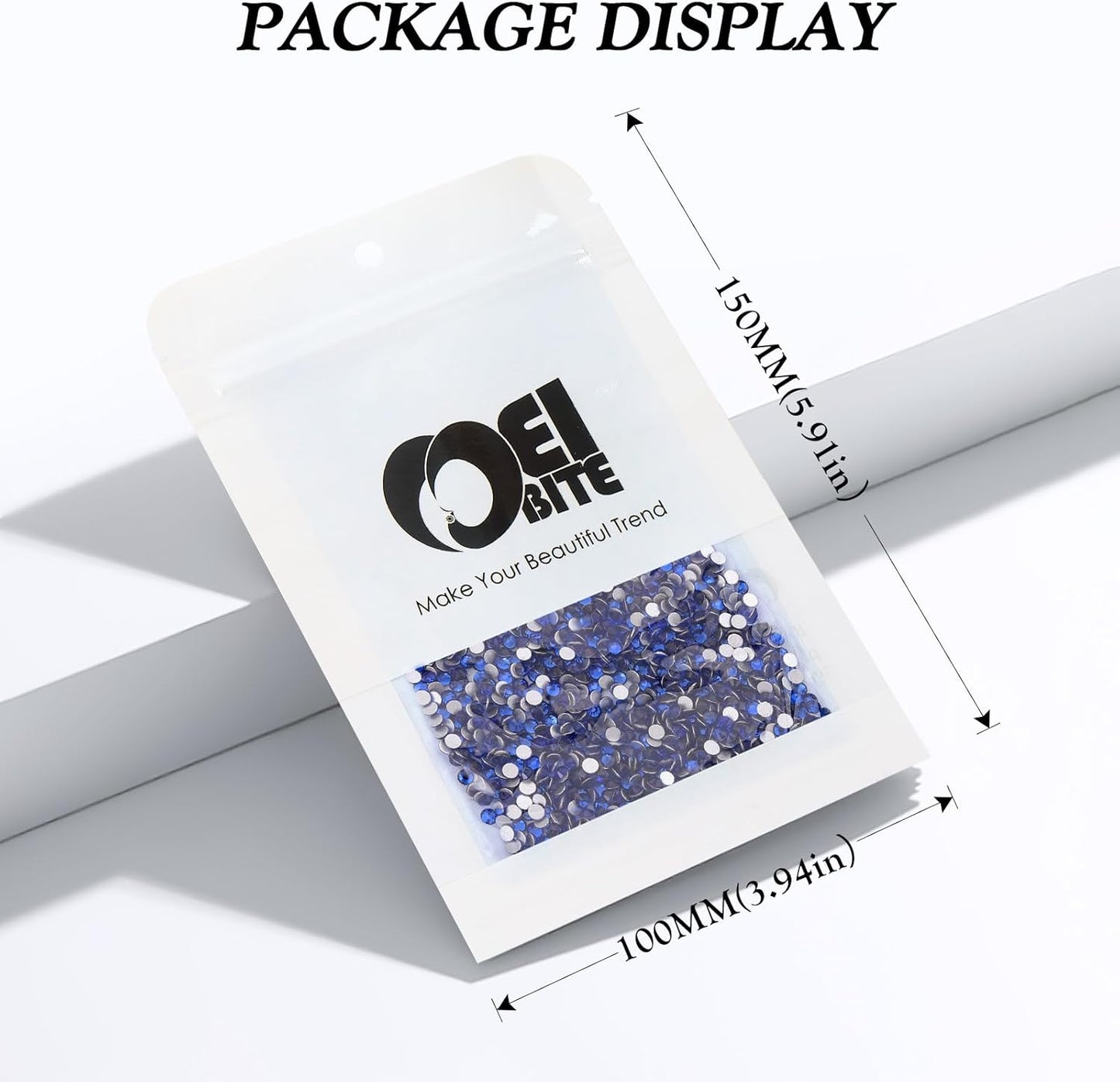 Sapphire Flatback Rhinestones, Glass Rhinestones for Nail Art and Craft, Glue Fix, Loose Crystal Gemstones(Blue, SS8, 2880pcs, 2.3-2.5mm)