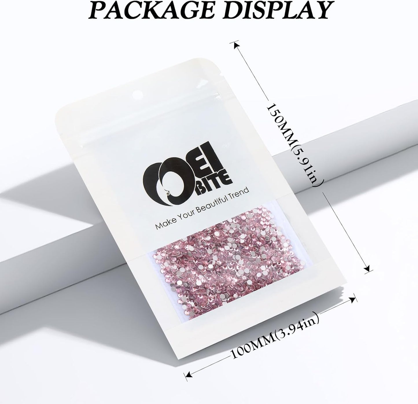 Pink Flatback Rhinestones, Glass Rhinestones for Nail Art and Craft, Glue Fix, Loose Crystal Gemstones(Pink, SS6, 2880pcs, 1.9-2.0mm)