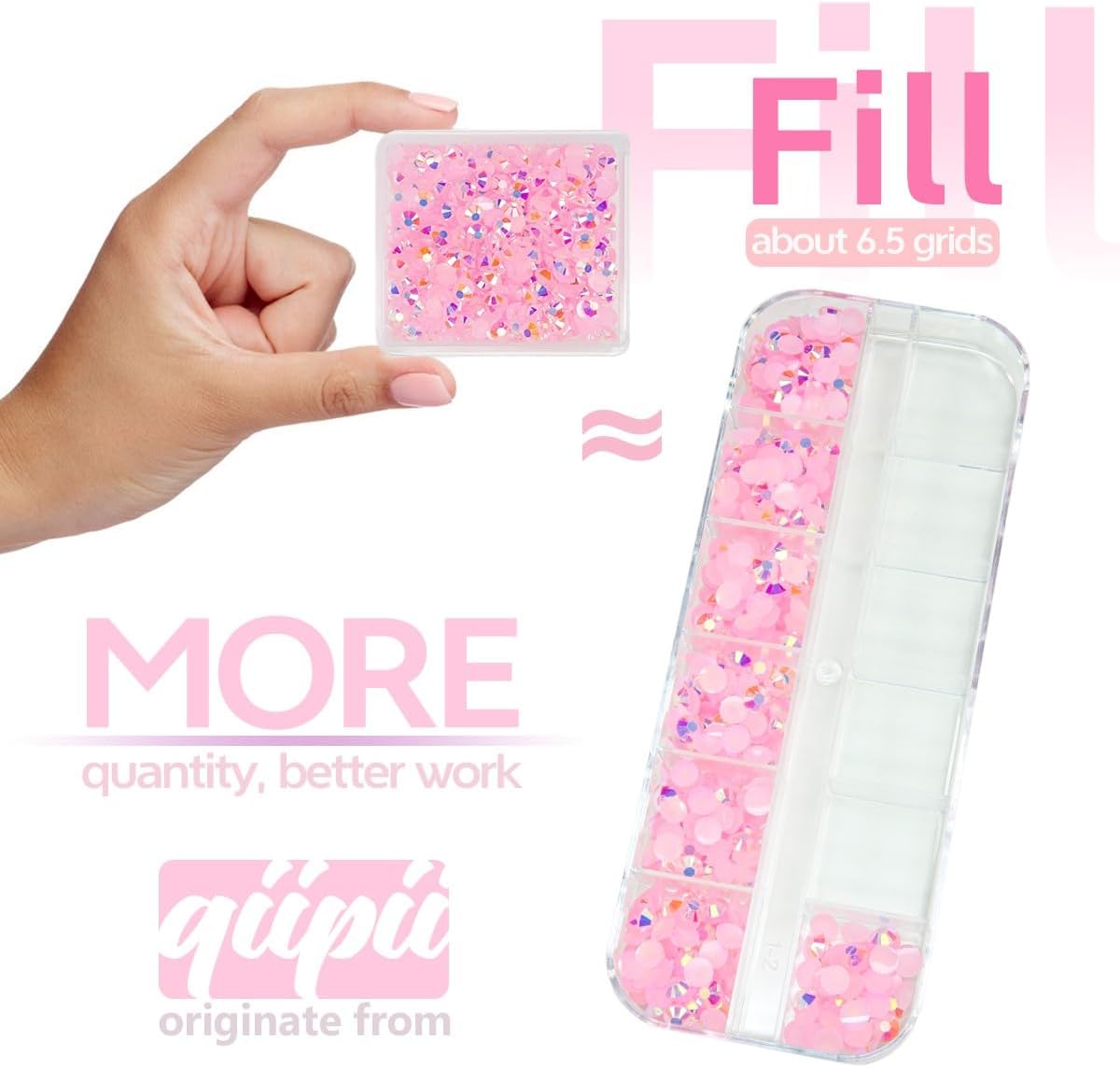 Light Pink AB Resin Rhinestones w B7000 Jewelry Glue for Bedazzling Crafting 3mm 4mm 5mm 6mm Flatback Jelly Stones Bulk Diamonds Crystals Gems Charms for Nails Face Eyes Makeup Tumblers