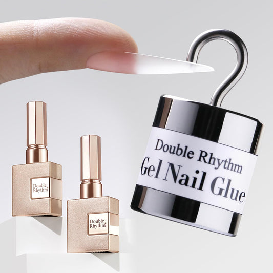 Double Rhythm 2PCS 0.5Oz Nail Glue Gel for False Acrylic Nail Tips and Press on Nails Gel Glue Nail Lamp Needed