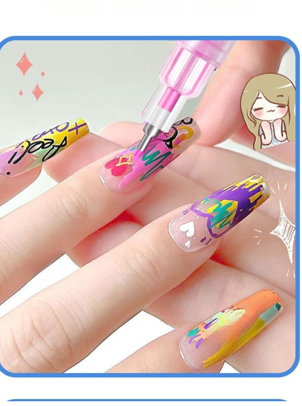 Nail Art Pens Set, 0.5mm 12 Colors Nail Polish Pens,Acrylic Paint Pens, Nail Art Markers, Painting Drawing Liner Pen, Nail Design for Nails DIY French Manicure