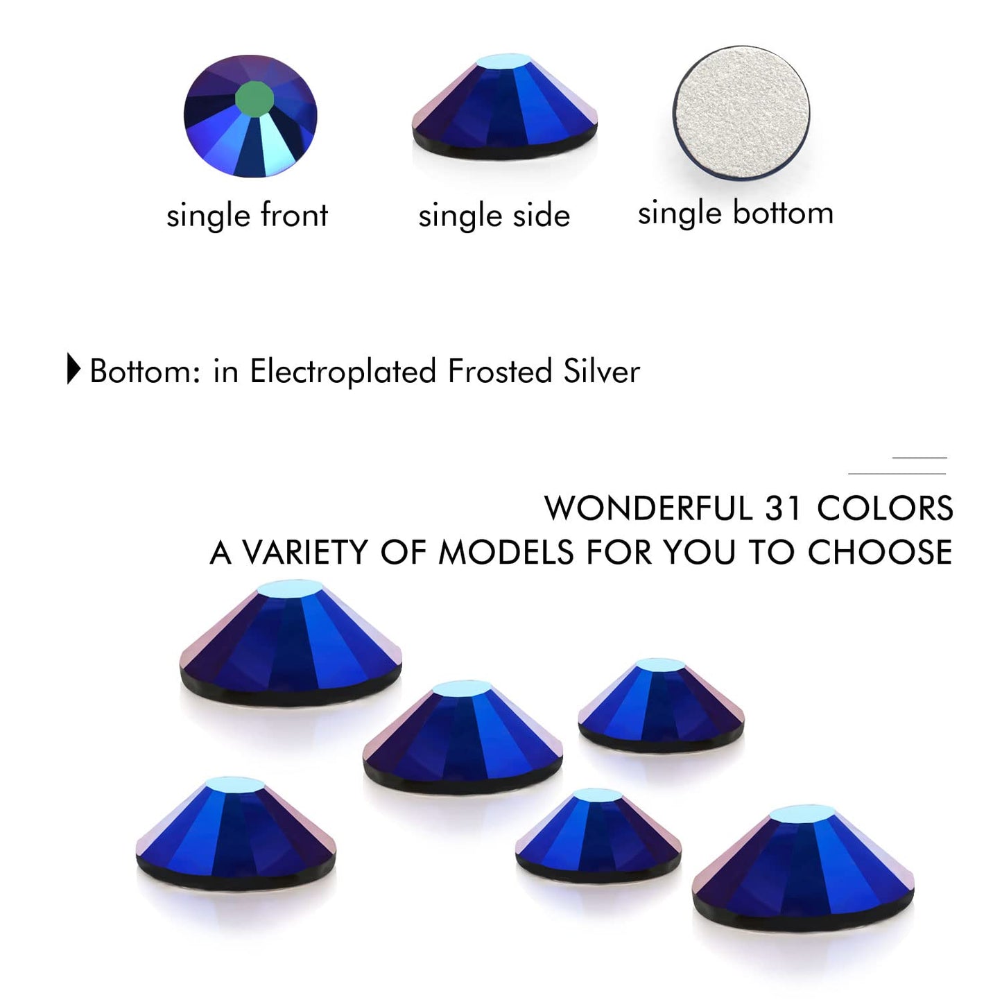 288Pcs Jet Ab Crystal Rhinestones,Glass Flatback Rhinestones Gemstones for Nail Face Makeup Art Crafts Clothes Decoration-(SS30,6.5mm,Jet Ab)