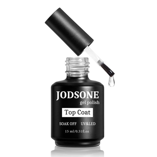 JODSONE 15ML Top Coat Gel Polish High Gloss Shine Finish Long Lasting Gel Nail Polish Professional Manicure Home DIY No Wipe