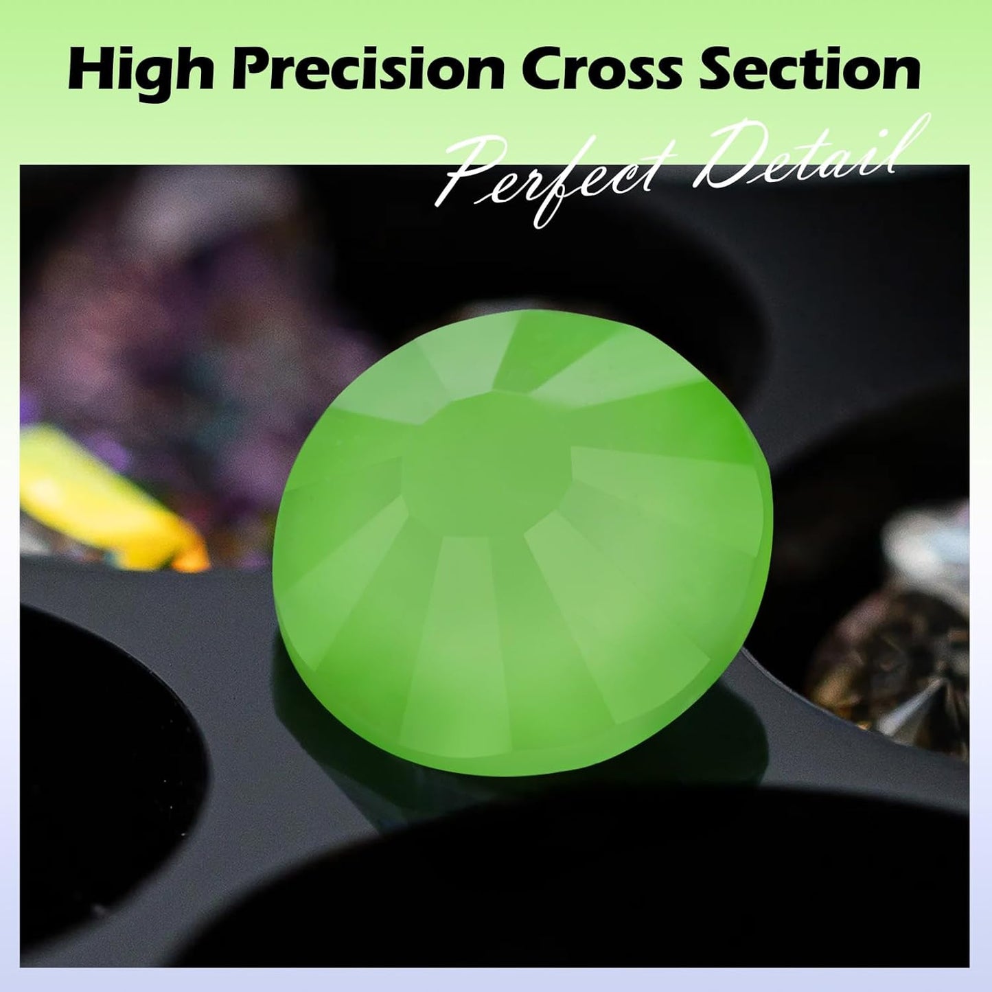 Mocha Lt.Green Flatback Rhinestones, Glass Rhinestones for Nail Art and Craft, Glue Fix, Loose Crystal Gemstones(Mocha Lt.Green, SS12, 1440pcs, 2.9-3.0mm)