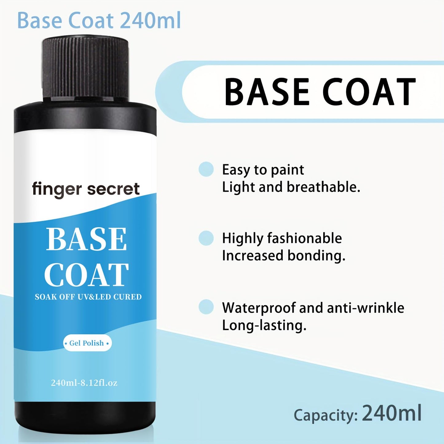 Base Coat, 240ml/8fl.oz, Gel Polish Nail Polish for Nail Art Manicure DIY