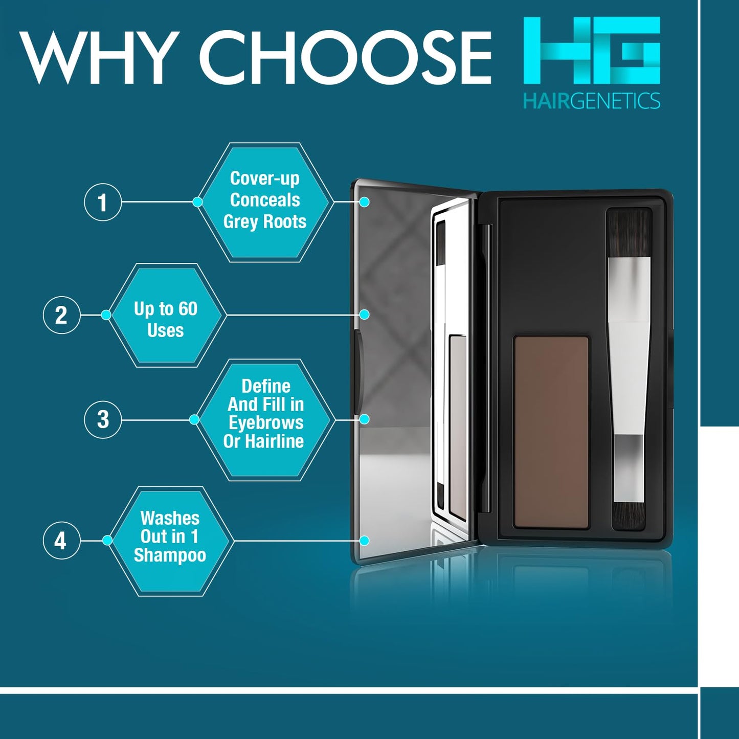 Root Touch Up Hair Color Root Cover Up with Double-Ended Brush for Hair Color for Gray Hair Coverage - Portable Hair Powder Solution for Quick Gray Coverage (Light Brown, 6g)