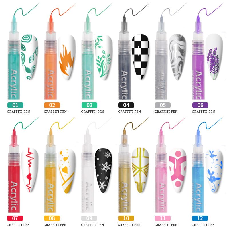 Nail Polish Pens Set, Nail Art Pens, Nail Pencil, DIY Drawing Painting Pen, for Nails DIY (3 black+3 White)