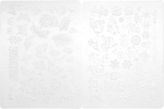 2pcs Nail Art Nail Stamping Plate, Manicure Silicone Template, Butterfly and Flower Series Art Stencils DIY Stamp Plates 3D Printing Mold