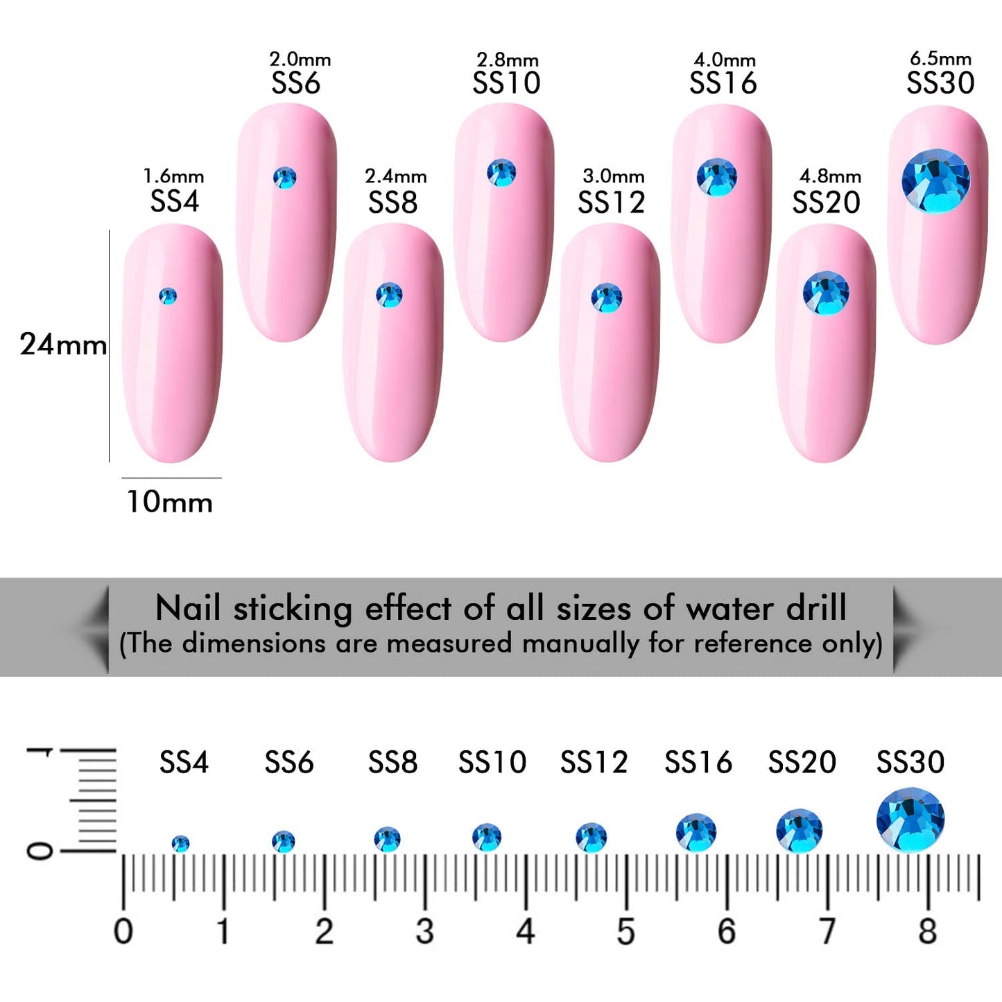 1440Pcs Blue Zircon Crystal Rhinestones,Glass Flatback Rhinestones Gemstones for Nail Face Makeup Art Crafts Clothes Decoration-(SS16,4.0mm,Blue Zircon)