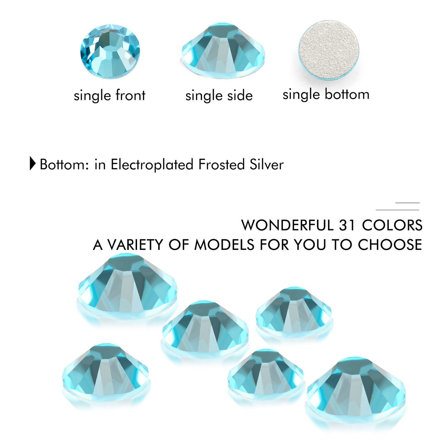 1440Pcs Aquamarine Crystal Rhinestones,Glass Flatback Rhinestones Small Gemstones for Nail Face Makeup Art Crafts Clothes Decoration -(SS4, 1.6mm,Aquamarine)