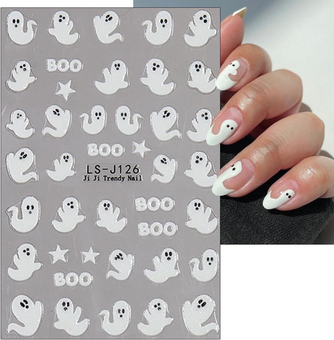 8 Sheets Horror Goth Nail Art Stickers Halloween Nail Stickers for Nail Art Glitter Bat Spider Web Pumpkin Design Luminous Ghost Nail Decals Self-Adhesive Nail Supplies for Women Manicure Decor