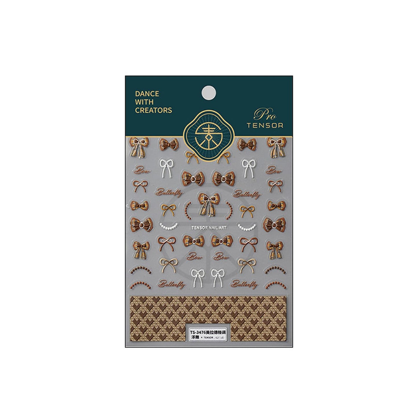 Bow Nail Stickers 5D Embossed Nail Art Decals Self-Adhesive Brown White Bows Nail Art Stickers for Women Girls Kids Nail Supplies Accessories