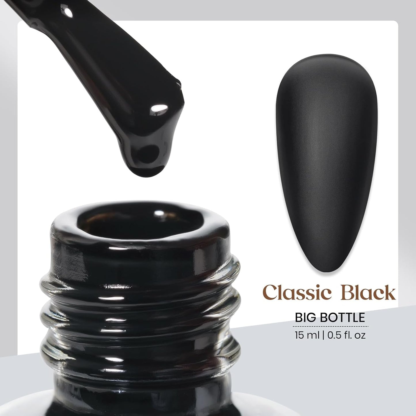 MIZHSE Matte Black Nail Polish, Quick Dry Velvet Black Nail Polish, Non-Gel Air Drying Fast 15 ml Regular Glossy Shiny Finish Nail Lacquer, Full Coverage Nail Art Manicure DIY Home