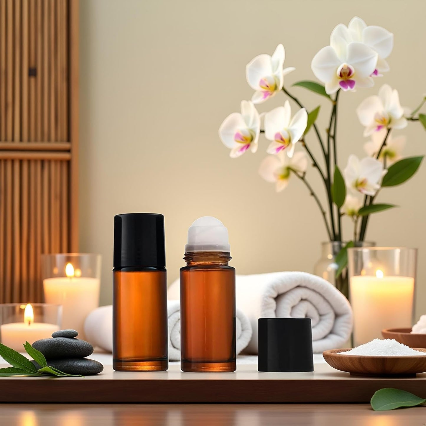 2Pcs Brown 30ml Glass Essential Oil Roller Bottles,Perfume Roller,Refillable Roll on Bottles Container Empty Deodorant Rollerball Beauty and Personal Care Tools for Fragrance Cosmetics Roll on ottles