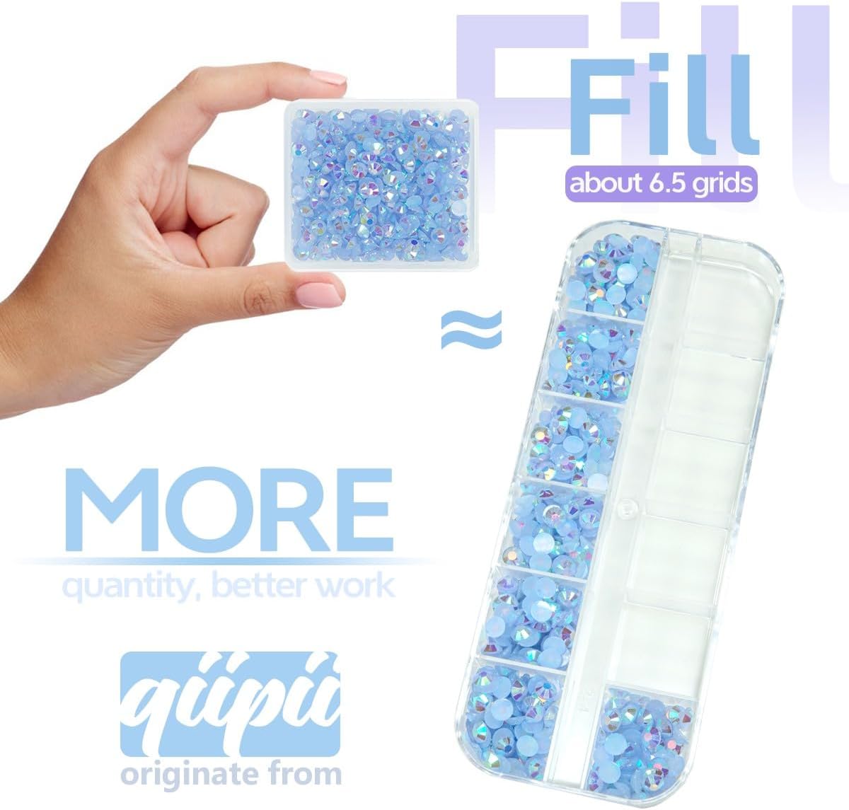 Light Blue AB Resin Rhinestones w B7000 Jewelry Glue for Bedazzling Crafting 3mm-6mm Flatback Jelly Stones Bulk SS10- SS30 Non-Hotfix Baby Blue Diamonds Gems for Nails Makeup Tumblers Crafts