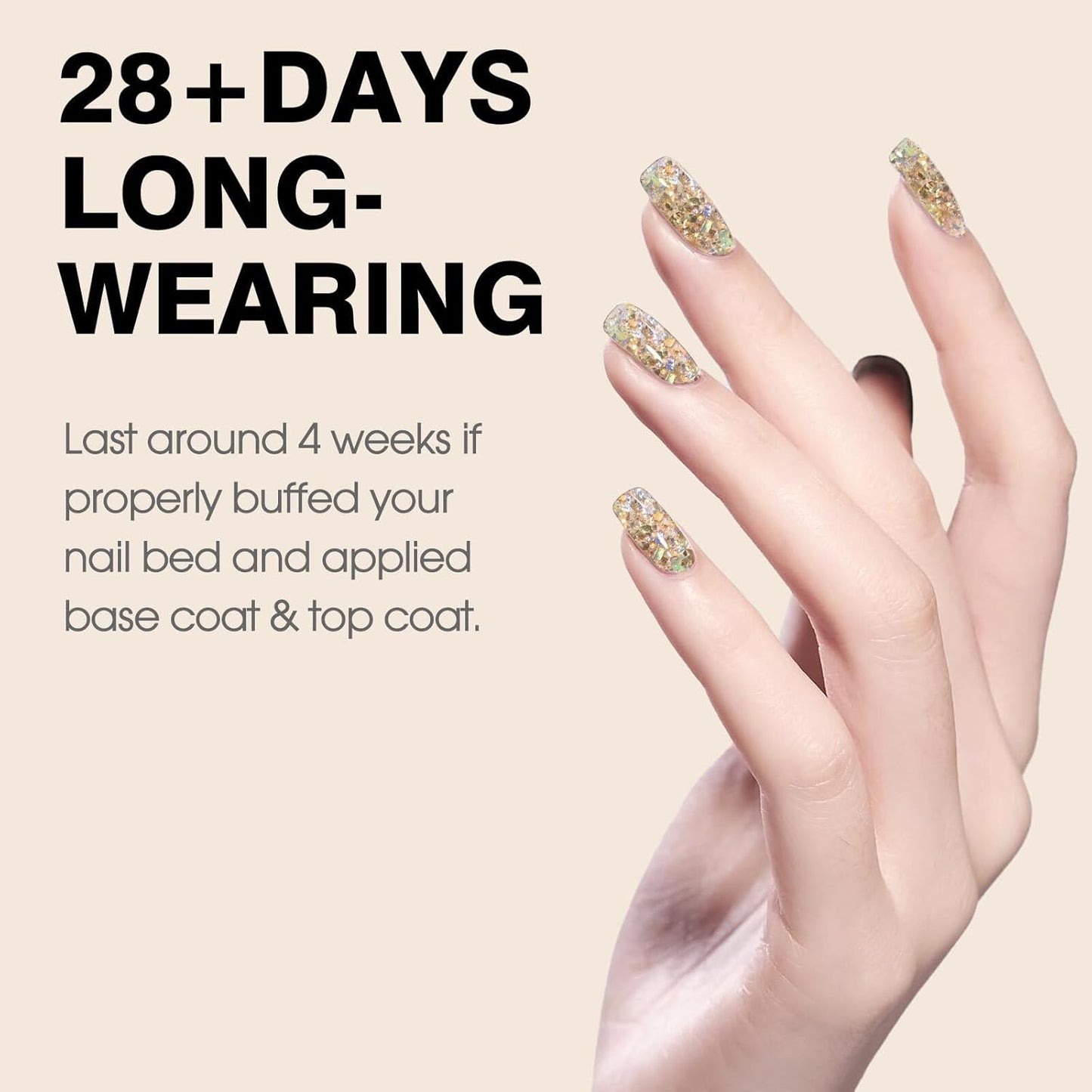 CANNI Glitter Gel Nail Polish – 9ML Broken Gold Prism Flash Gel Polish, Holographic Gold, Soak Off UV LED Nail Art Salon & DIY Manicure at Home