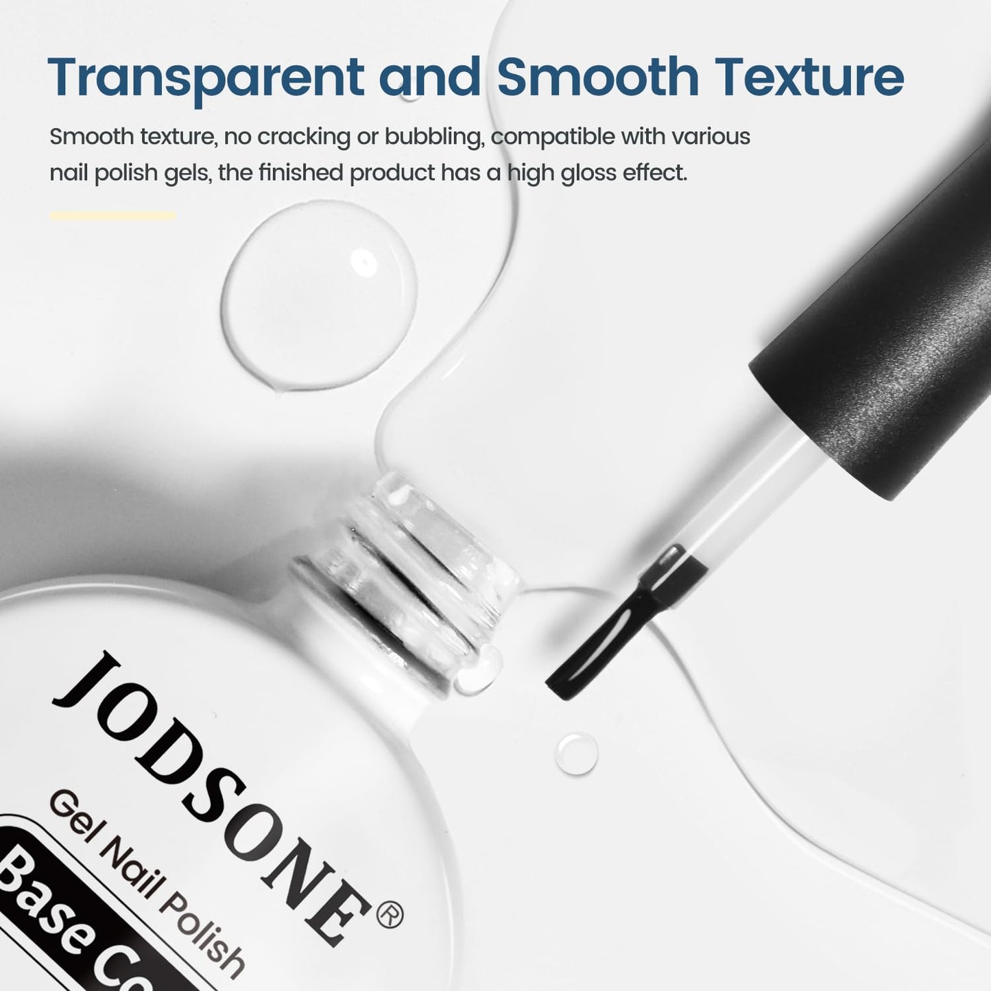 JODSONE 10ml Base Coat Gel Nail Polish Glossy Durable Gel Soak Off Clear No Wipe Nail Salon and DIY Home Need U V Lamp Curing