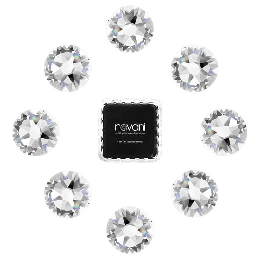 Novani 500pcs Clear Rhinestones Flat Back Round Rhinestone Style 2088 Sparkly Crystal Gemstones for Nail Art and Crafting,SS6(1.9-2mm