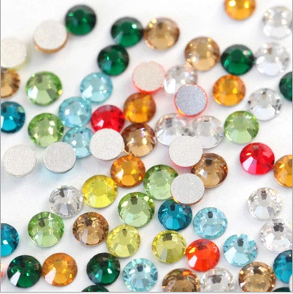 Rhinestones flat back gems round DIY decorative Nail Face and apparel accessories ss3-20 mix size(1440pcs mixed color)