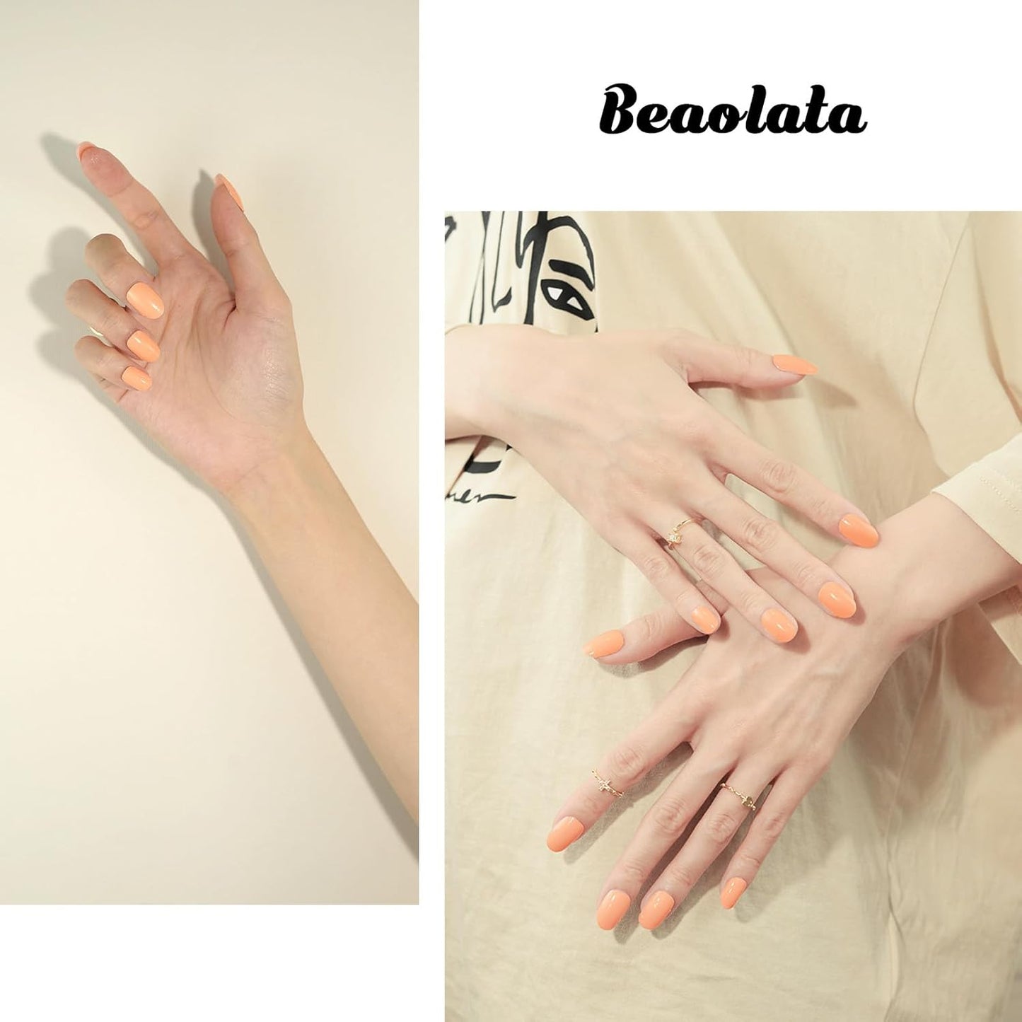 Nail Polish Strips, 32PCS Salon Quality Wraps, Long Lasting Gel Nail Stickers for Women Easy Apply& Remove (Yellow Peach)