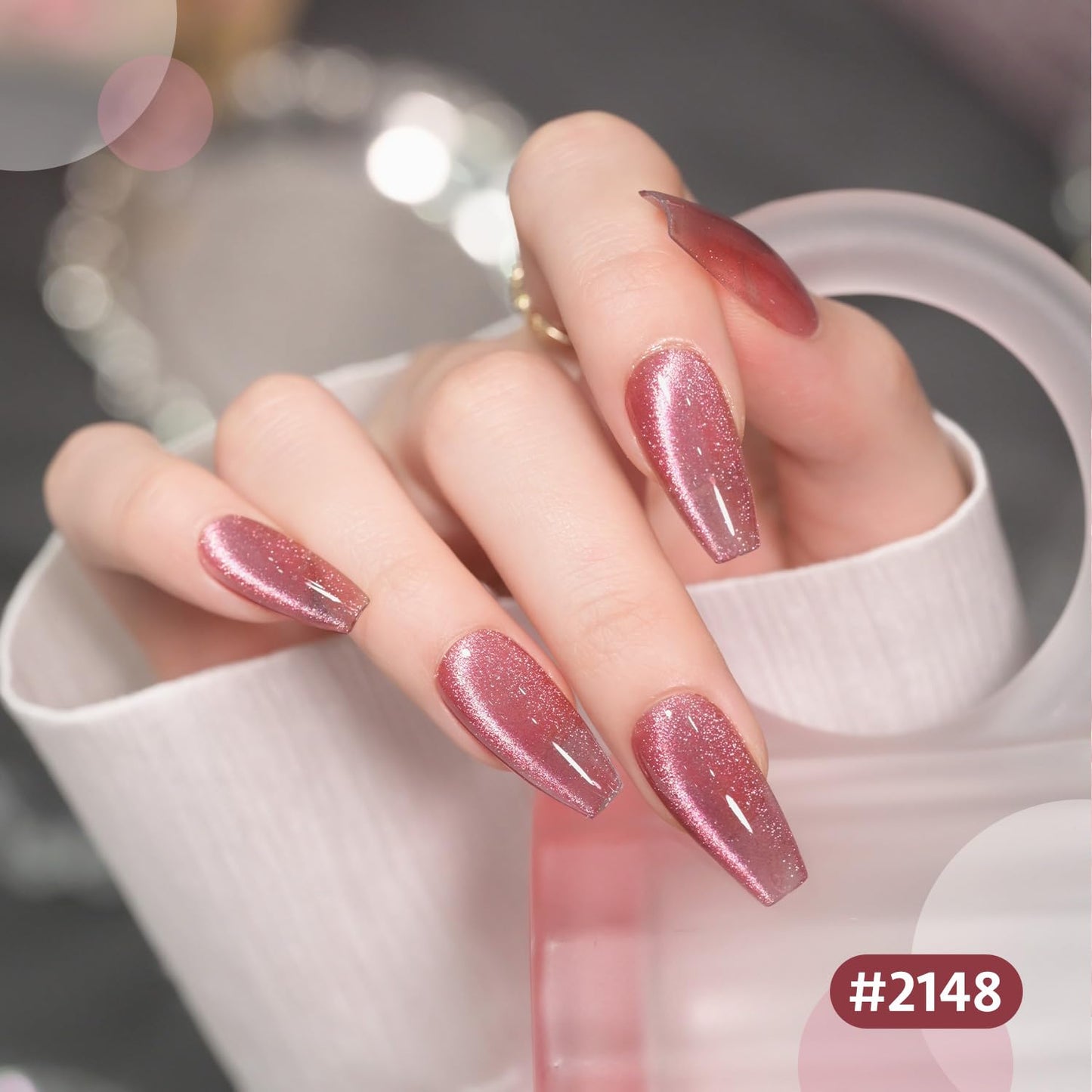 GAOY Glitter Cat Eye Gel Nail Polish Set with Magnet Pink Galaxy for Holographic Cat Eye, Salon Gel Manicure and Nail Art DIY at Home