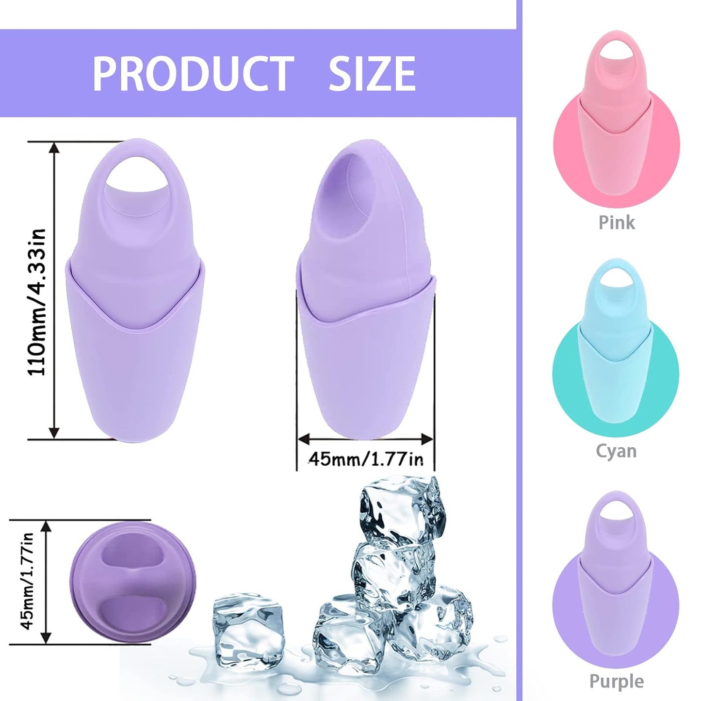 Ice Roller for Face and Eye, Ice face roller,Gua Sha Facial Tools, Facial ice roller, Skin Care Tools,Ice mold for face… (purple-eyes)