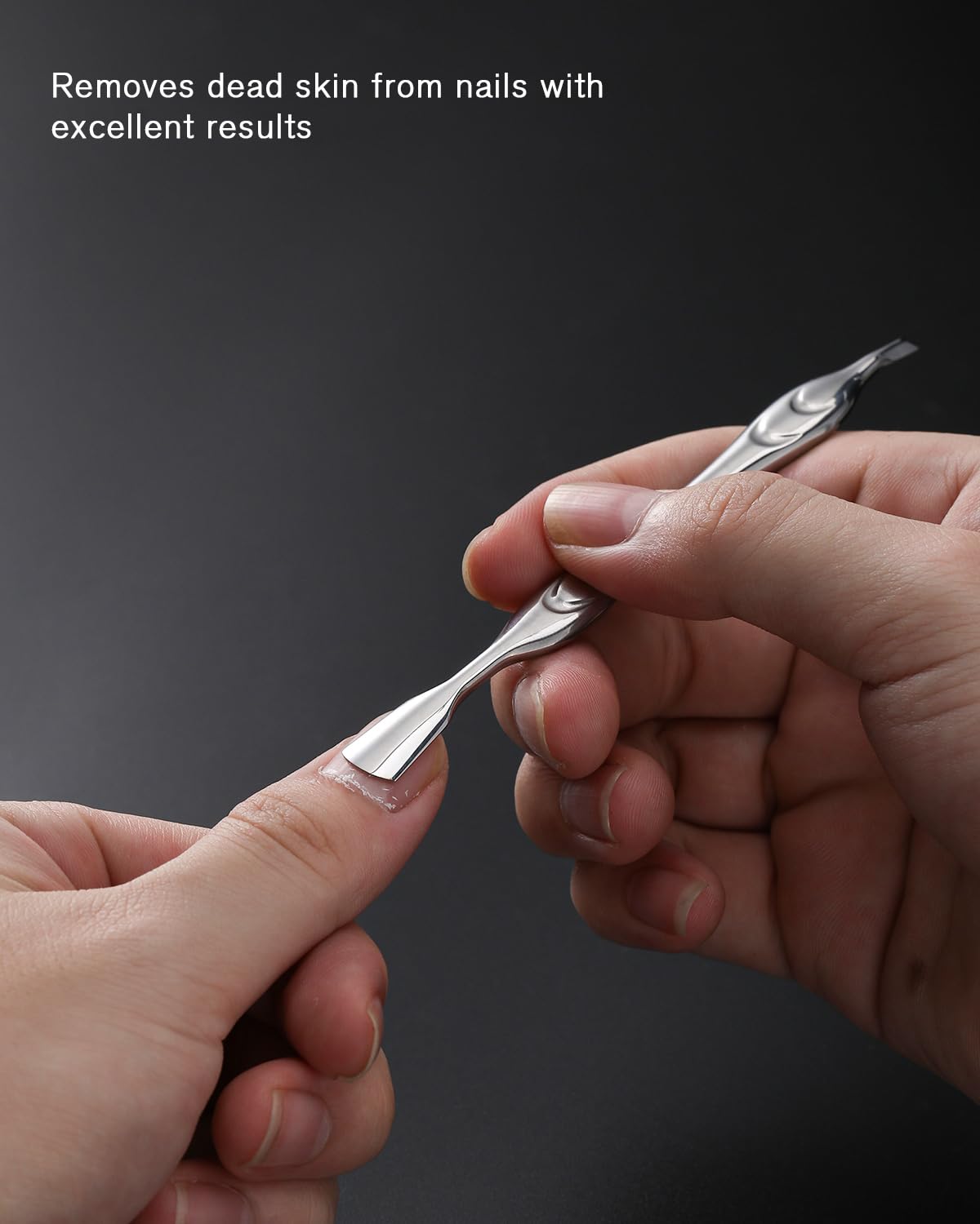 FERYES Cuticle Pusher with Fork, 2-in-1 Cuticle Trimmer Nail Care Tool, Stainless Steel Cuticle Remover Tool for Manicures and Pedicures - Silver