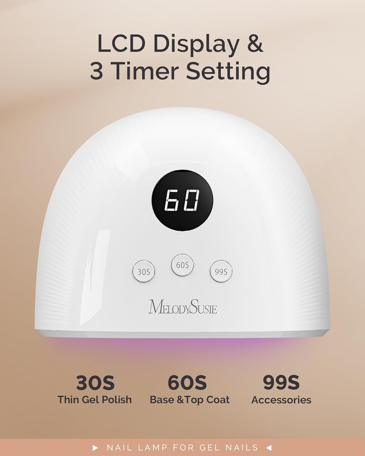 MelodySusie UV Nail Lamp, Plus30F UV Light for Gel Nails LED Nail Dryer with 3 Timer, Smart Sensor, LCD Display Fast Curing Gel Nail Polish Nail Art Tools Manicure Accessories-White