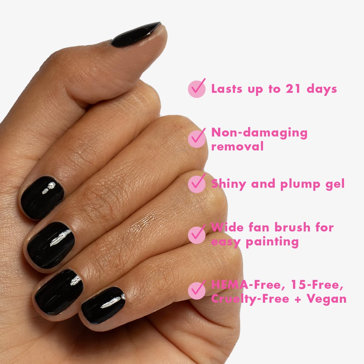 Olive & June Gel Polish | UV LED Nail Lamp Needed | Long Lasting Formula | Up to 21 Days of Wear | Damage-Free Removal | Salon-Quality Manicure, Pedicure at Home | E+M | Inky Black