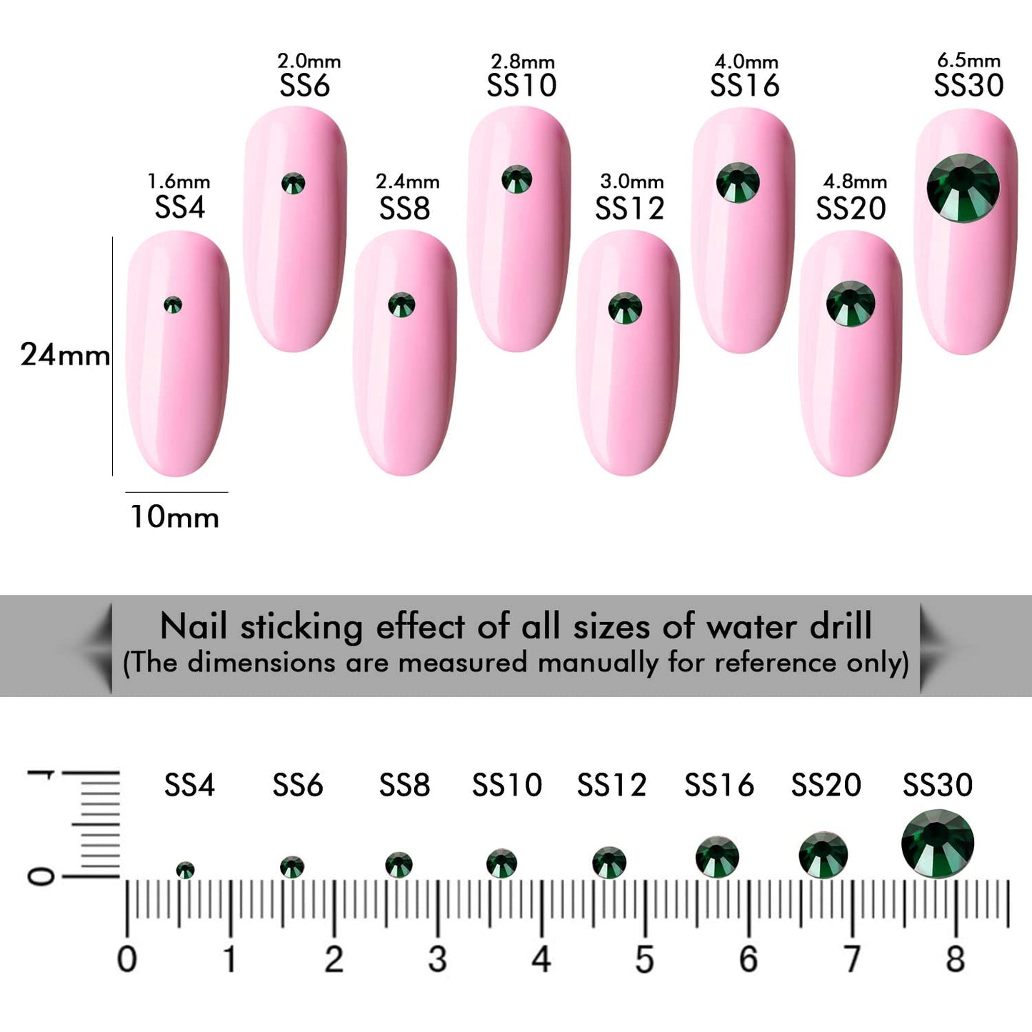 1440Pcs Dark Green Crystal Rhinestones,Glass Flatback Rhinestones Gemstones Mini for Nail Face Makeup Art Crafts Clothes Decoration -(SS10,2.8mm,Dark Green)