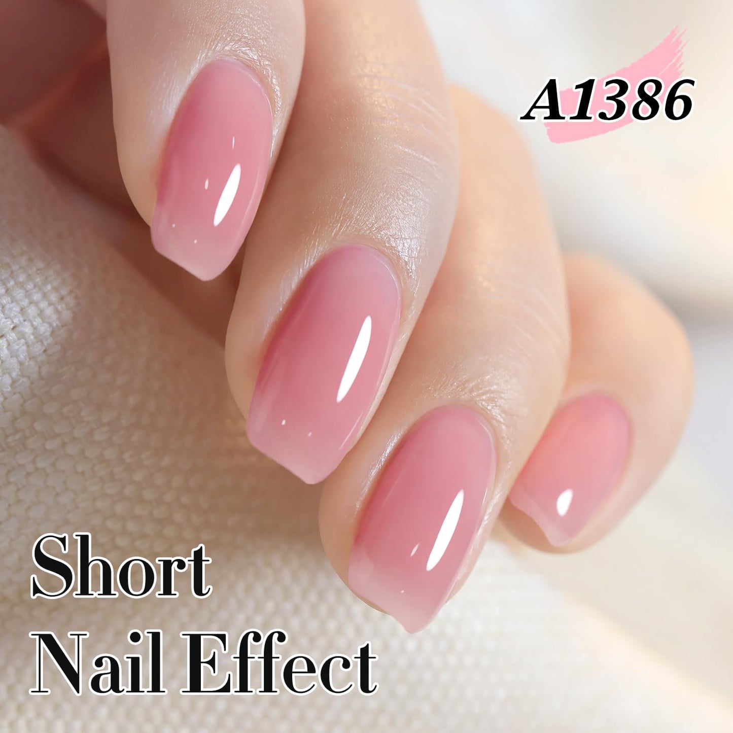 Double Rhythm Gel Polish Translucent Sheer Neutral Natural Light Milky Same Color Same Bottle 15ML Jelly Polish Art DIY at Home (Sheer Pink-A1386)