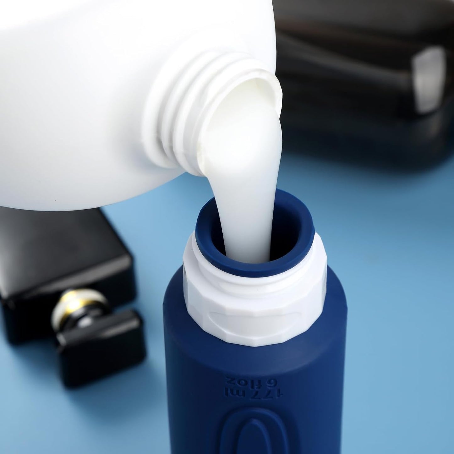 Travel Bottles for Toiletries, Large 6oz Oversize Containers, BPA Free Leak Proof Tubs Refillable Liquid Traveler Accessories with Toiletry Bag for Cometic Shampoo and Lotion Soap (4 Pack)