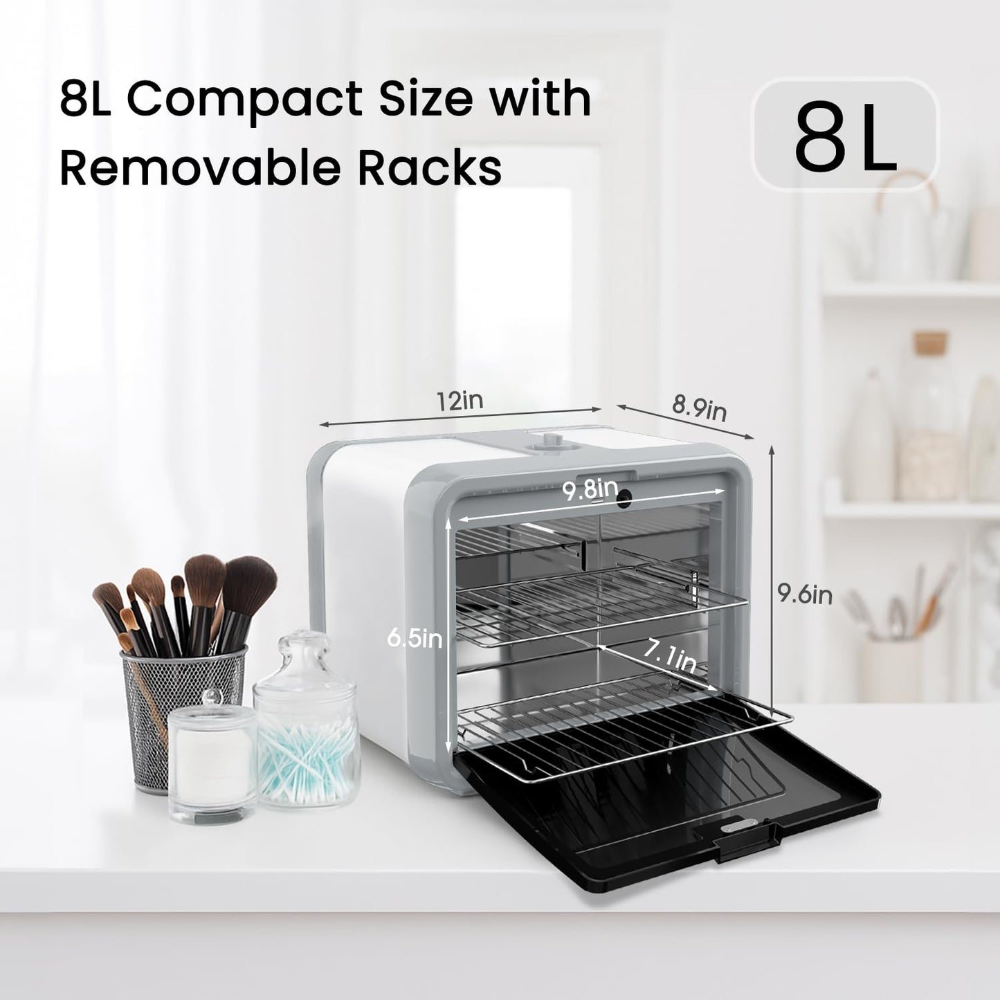 UV Sanitizer Cabinet Professional Disinfection Box 8L Capacity for Salon Tools, Manicure Set, Smartphones and Home Use (Gray)