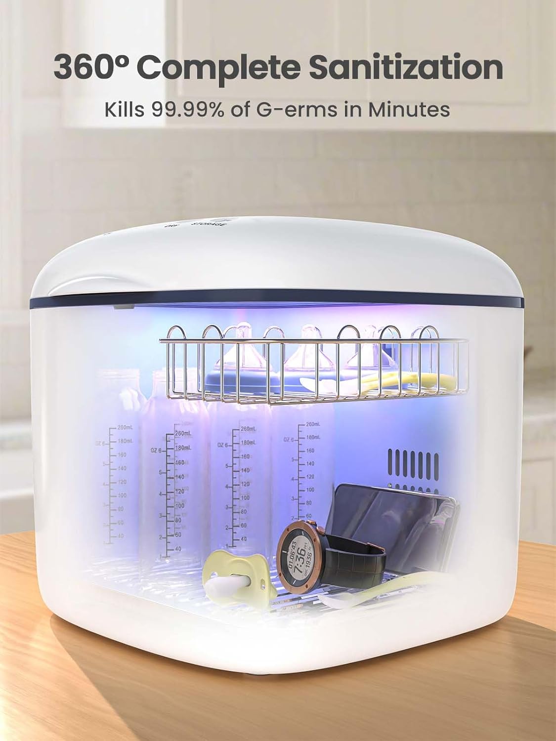 GROWNSY UV Sanitizer and Dryer, 4in1 Cleaner and Sanitizing Machine UV Sanitizer Box Household for Baby Bottles Toys Clothes Baby Stuff, for Family Toothbrush Beauty Tools Phone