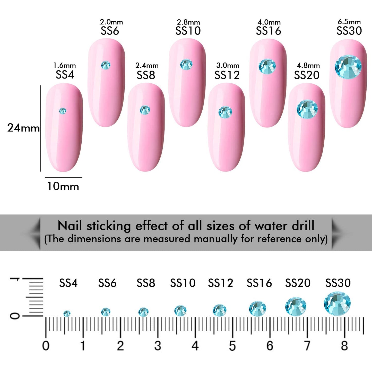 1440Pcs Aquamarine Crystal Rhinestones,Glass Flatback Rhinestones Gemstones Mini for Nail Face Makeup Art Crafts Clothes Decoration - (SS6,2.0mm, Aquamarine)