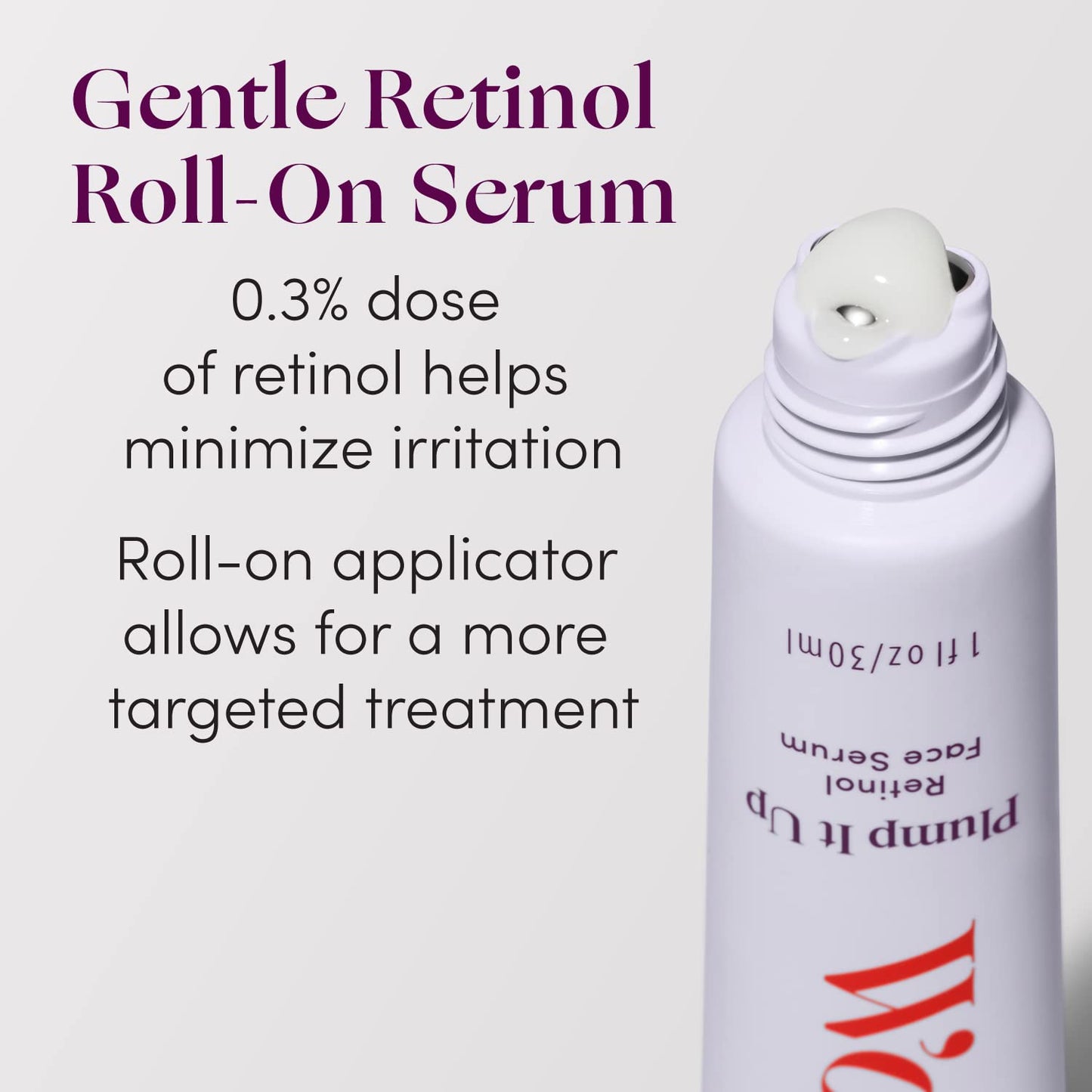 Womaness Plump It Up Retinol Serum – Roll-On Hydrating Face Serum for Women w/ Hyaluronic Acid & Collagen Boosting Retinol – Anti Aging for Fine Lines, Wrinkles & Smoothing Ceramide NG Skincare (30ml)