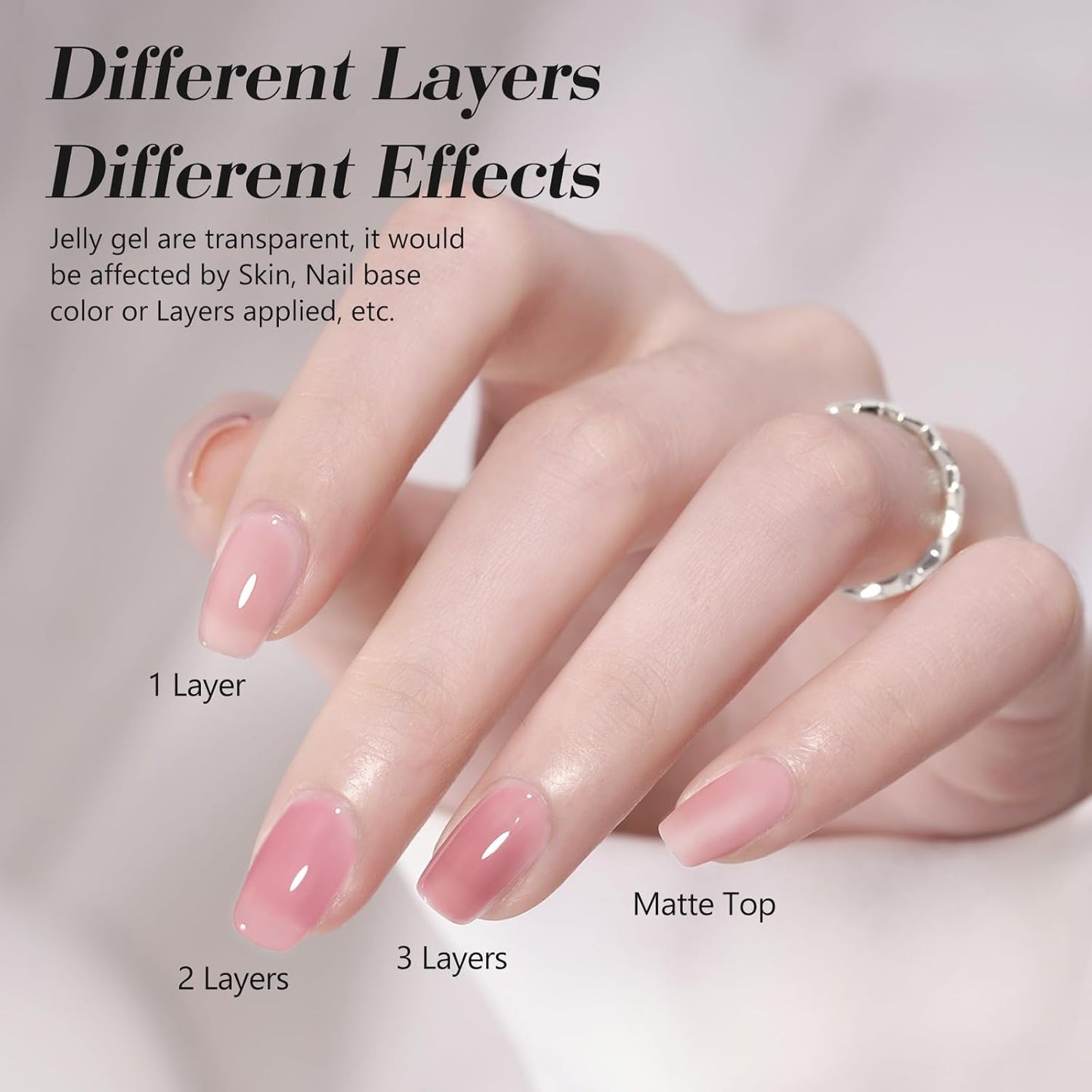 CANNI Soft Pink Jelly Gel Polish – 9ML Translucent Sheer Nude Soak-Off UV/LED Gel Nail Polish for DIY Manicure or Salon Use