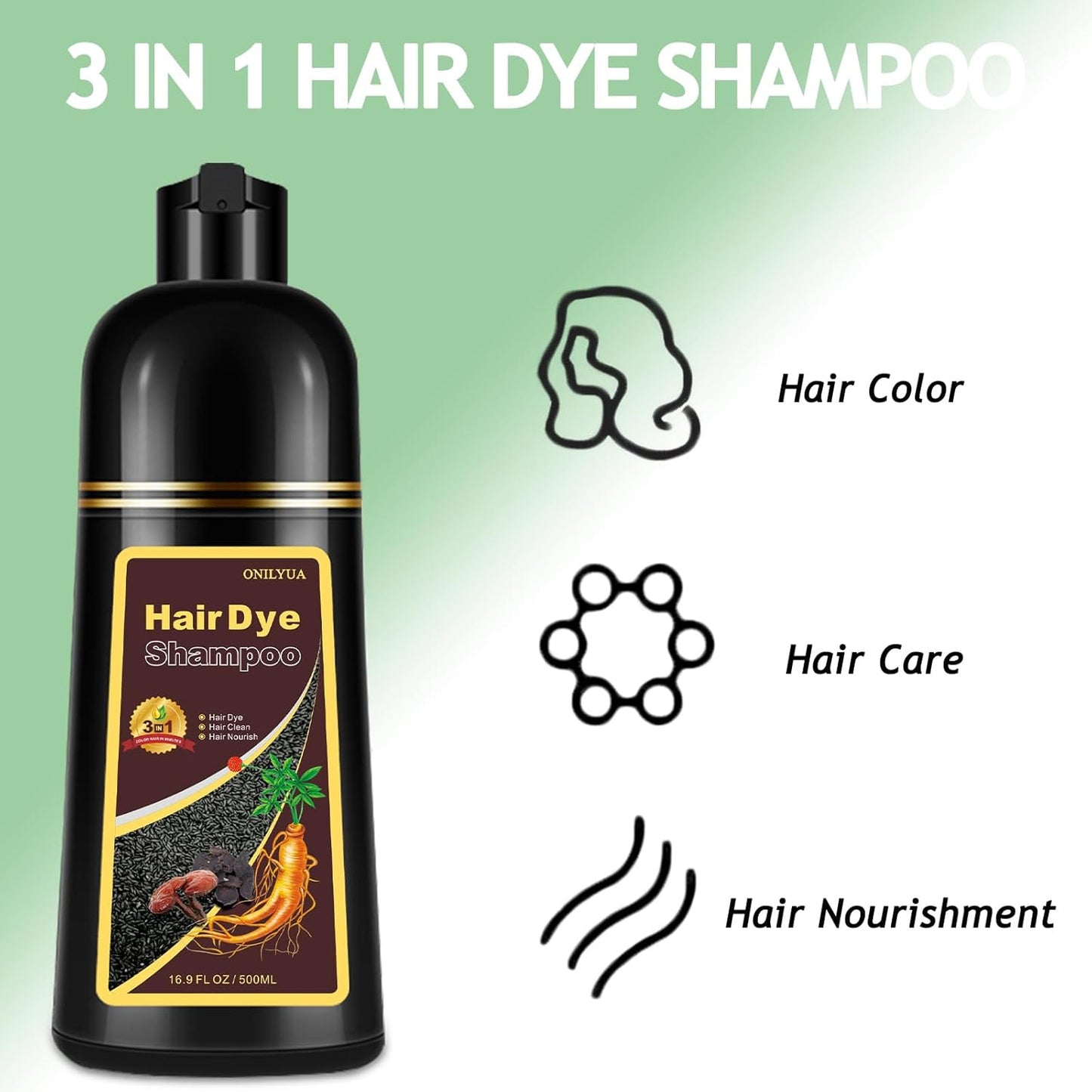 Hair Dye Shampoo 3 in 1, Chestnut Brown Hair Dye 16.9 FL Oz, Hair Shampoo, Semi-Permanent Hair Color Shampoo, Lasts 30 Days (Chestnut Brown)