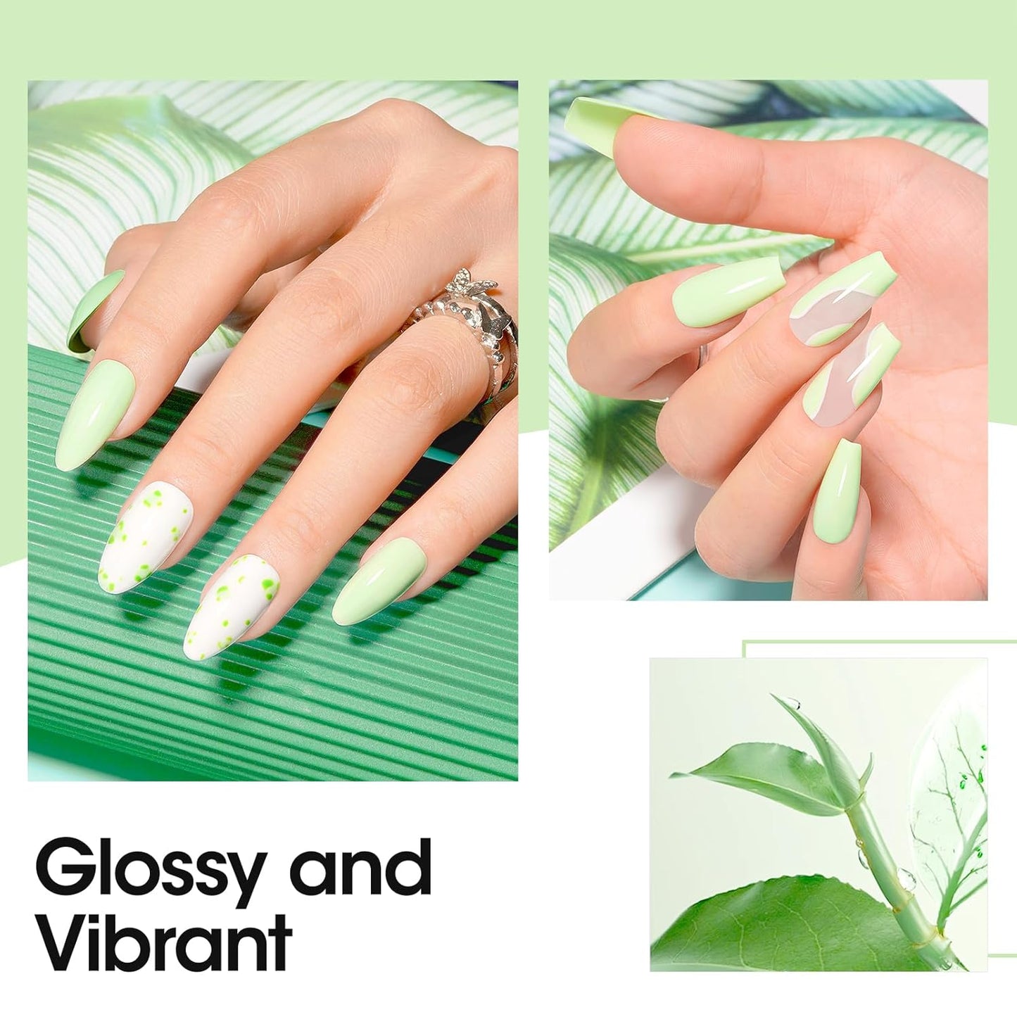 Gellen Green Gel Nail Polish, Mint Green Gel Polish Pastel Green Nail Polish Gel Light Green Soak Off U V LED Nail Lamp Gel Polish Home Salon Nail Art DIY Manicure Gift for Women Gilrs, 0.61 Fl Oz