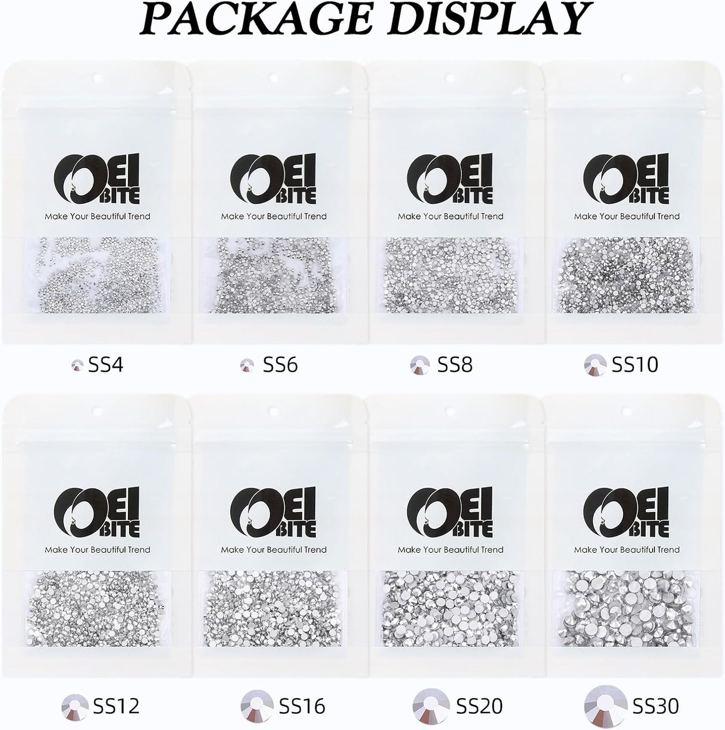 Silver Flatback Rhinestones, Glass Rhinestones for Nail Art and Craft, Glue Fix, Loose Crystal Gemstones(Silver, SS12, 1440pcs, 2.9-3.0mm)