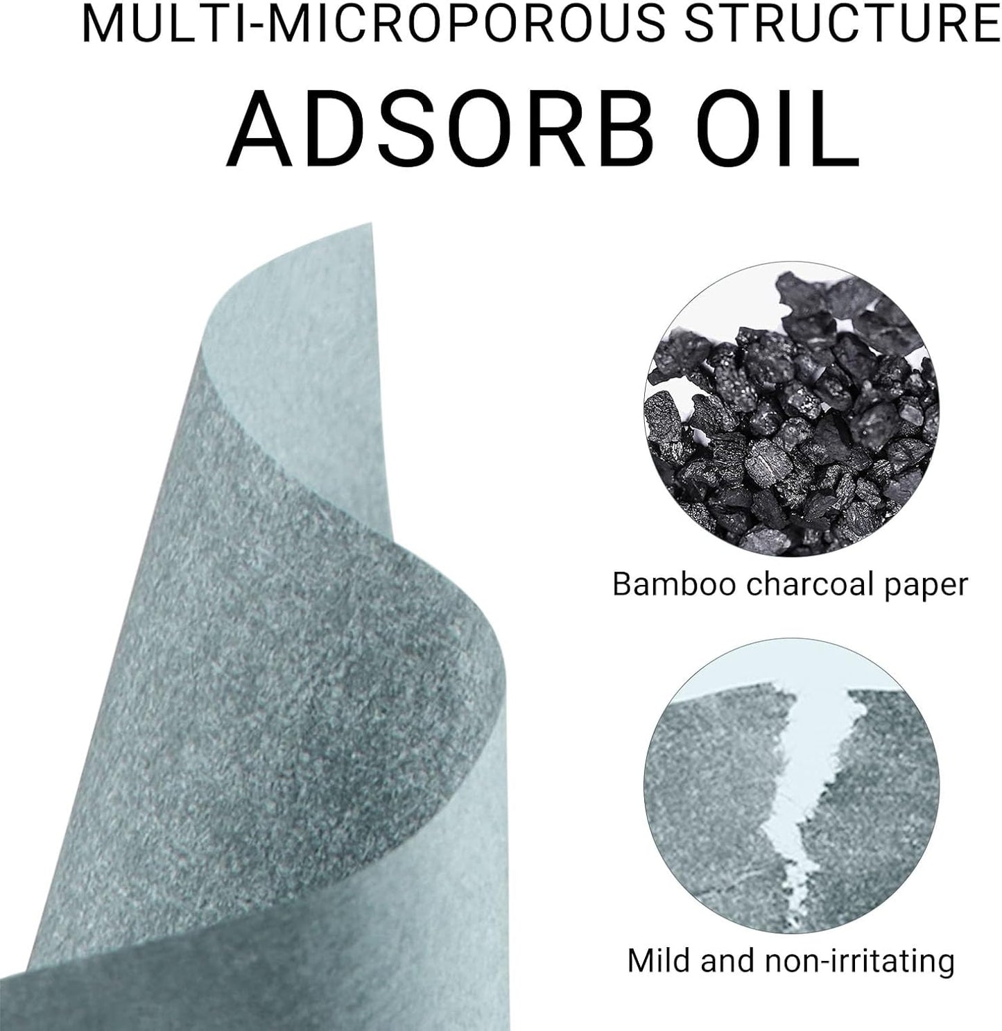 KYDA 200 Sheets Bamboo Charcoal Oil Blotting Paper with Mirror and Puff, Refills Included, Face Oil Absorbing Sheets, Makeup Friendly Oil Control Paper, Travel Size Oil Control Film