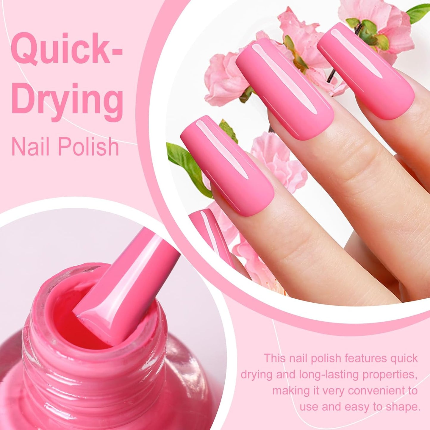 Major Dijit Hot Pink Quick Dry Regular Nail Polish - Nail Art Lacquer, 0.41 Fl Oz