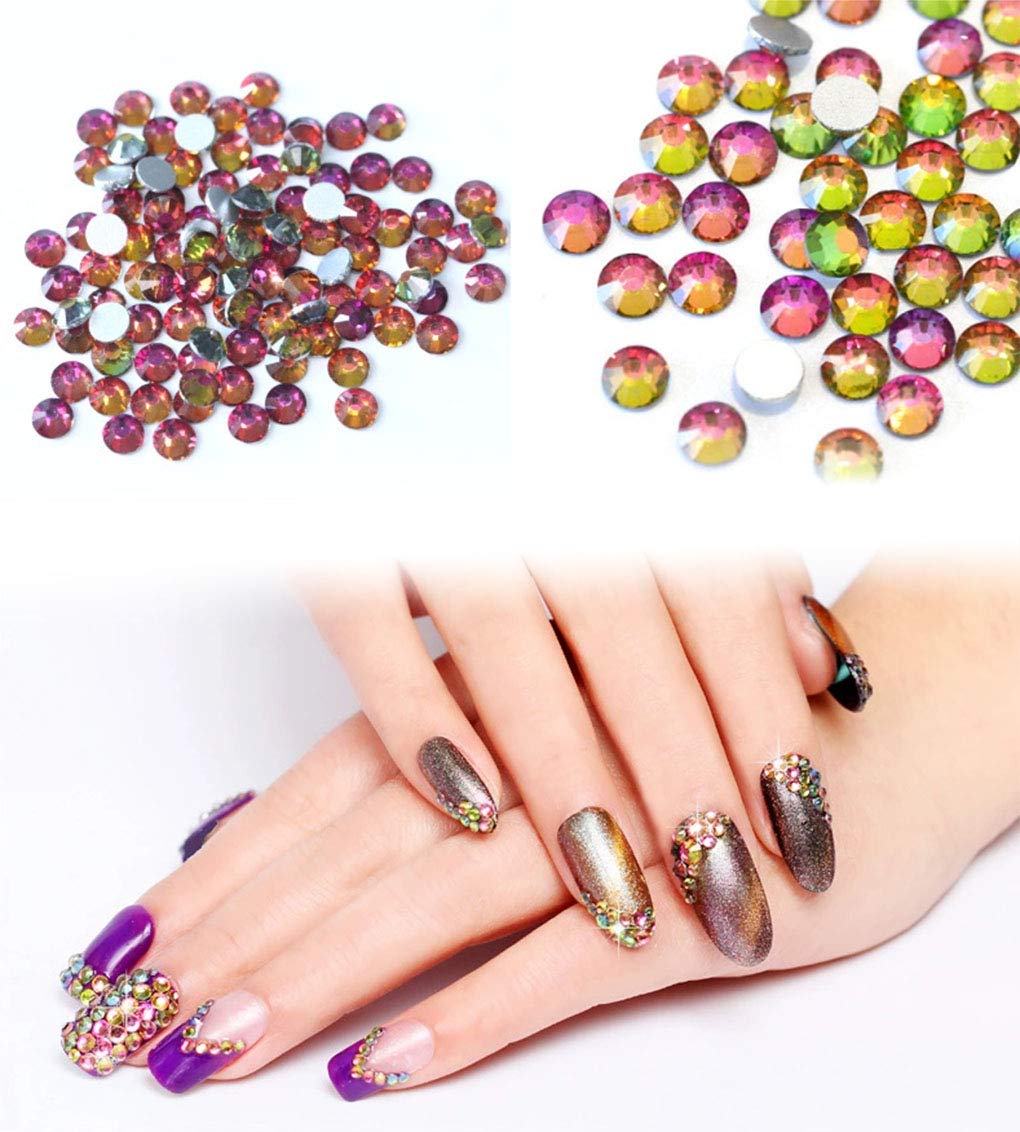 Rhinestones flat back gems round DIY decorative Nail Face and apparel accessories ss3-20 mix size(1440pcs five color)