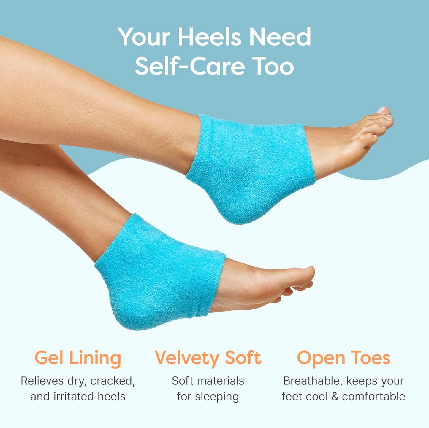 ZenToes Moisturizing Socks for Cracked Heel Treatment - Vitamin E, Olive Oil and Jojoba Oil Infused Heel Socks to Soften and Hydrate (Fuzzy Blue, Regular)