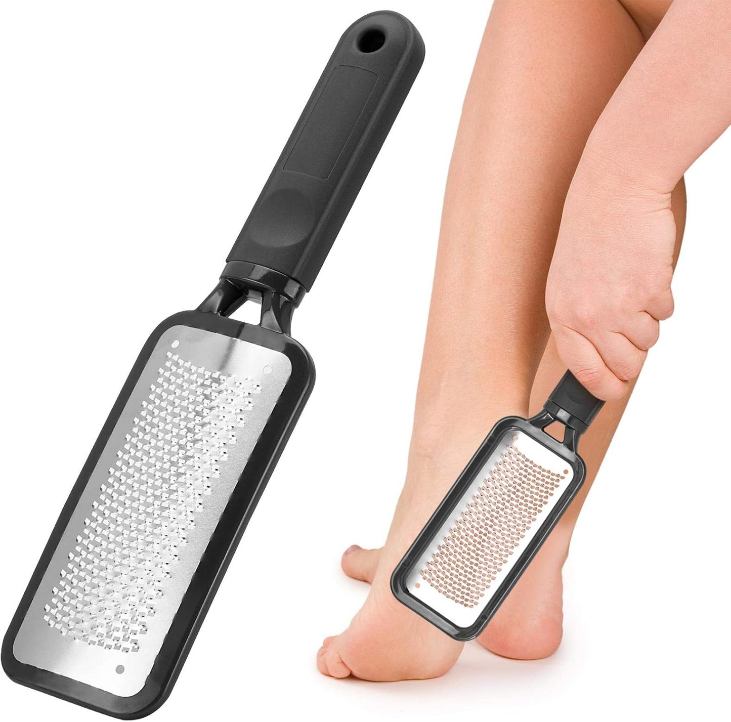 Foot Scrubber Foot Files Callus Remover Black Heel Grater Dead Skin Remover Stainless Steel Heel Scraper for Cracked Heels