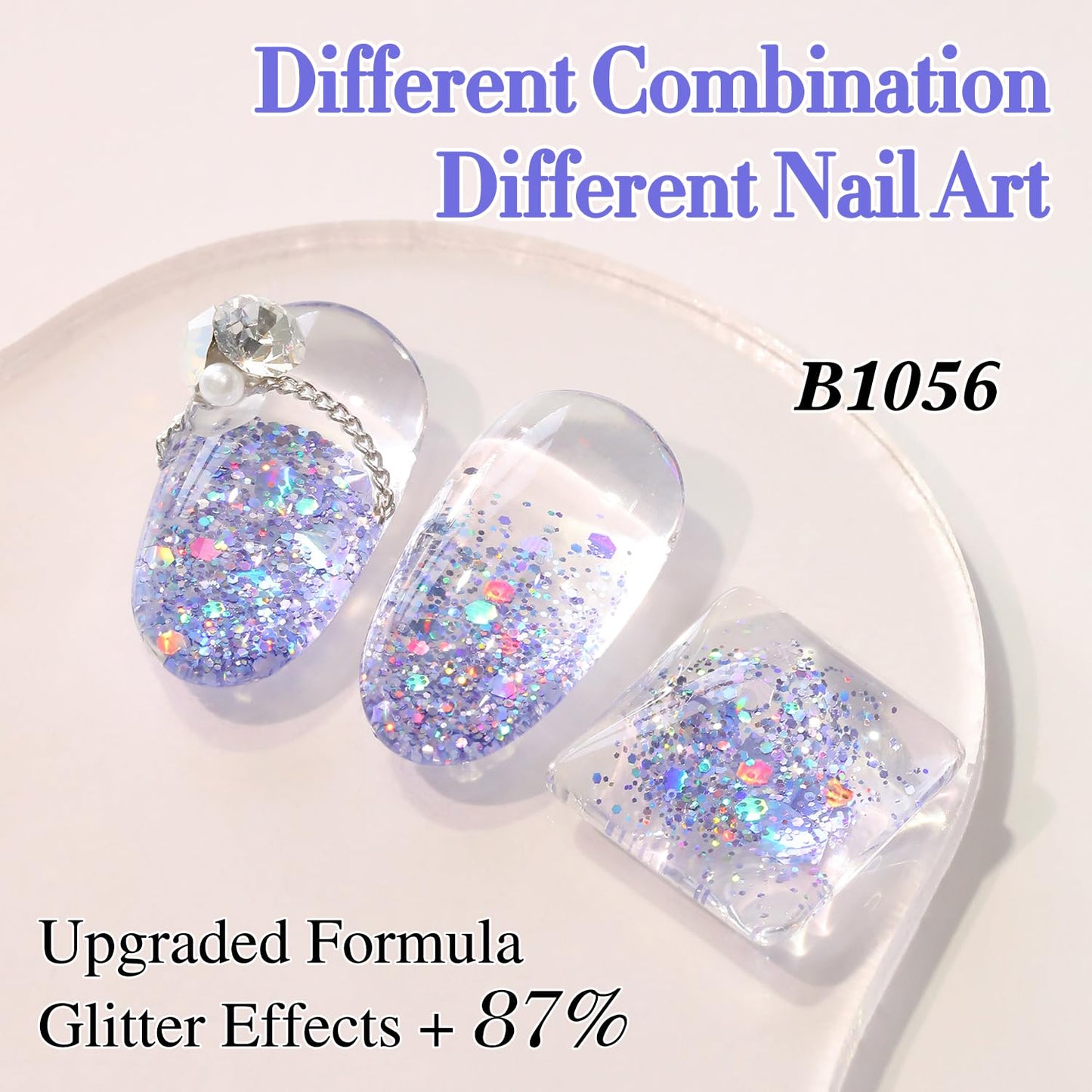 Double Rhythm 0.5Oz Glitter Gel Polish Shimmer Reflective Color for Nail Art Salon DIY Soak Off 15ml Nail Lamp Gel Polish at Home (Blue Purple-B1056)