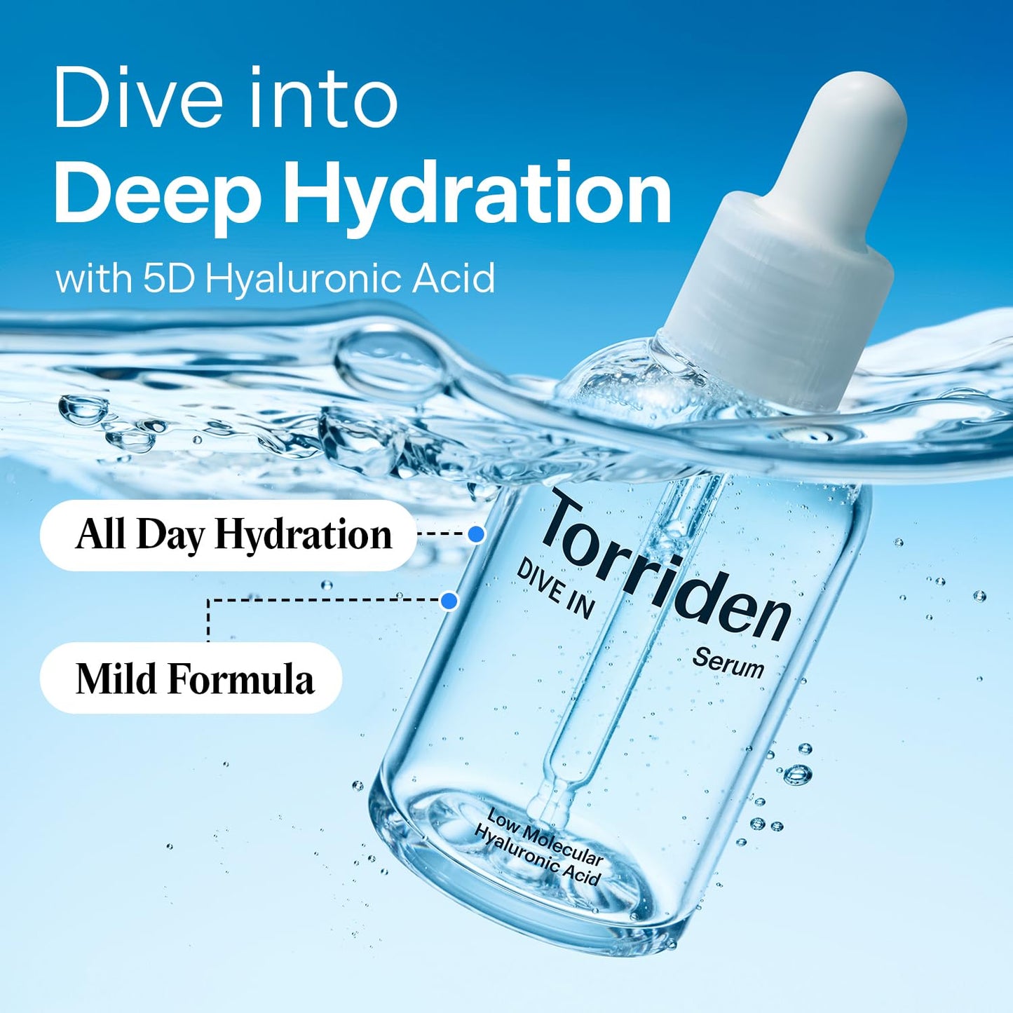 Torriden DIVE IN Serum 1.69 fl oz + refill pouch 1.69 fl oz | Deep Hydration to Get Glow Skin | Hyaluronic Acid, Panthenol, Allantoin | Korean Facial Serum