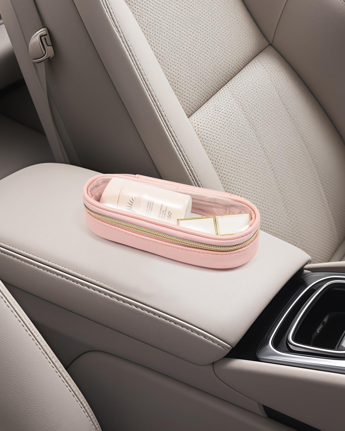 Clear Makeup Bag Small, TSA Approved Portable Toiletry Bag with Zipper Cosmetic Travel Bag Makeup Organizer Case Mini Makeup Pouch for Purse Car Organizer Bag for Women Men